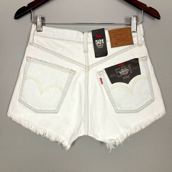 Levi’s Premium 501 Jean Shorts Women’s Size 26 High Rise Button Fly Distressed - Picture 3 of 8